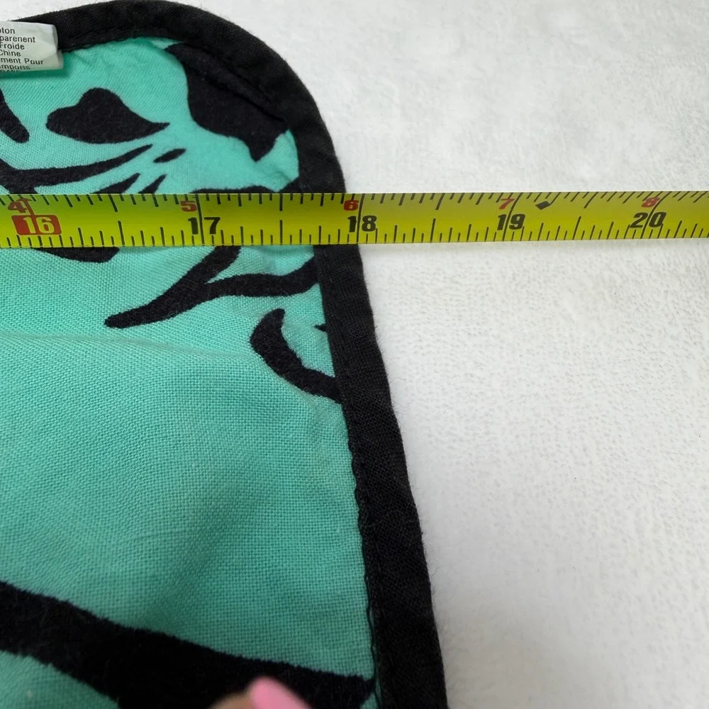 Pier 1 Imports 6 Large Turquoise‎ Black Abstract Floral Dinner Napkins Beachy